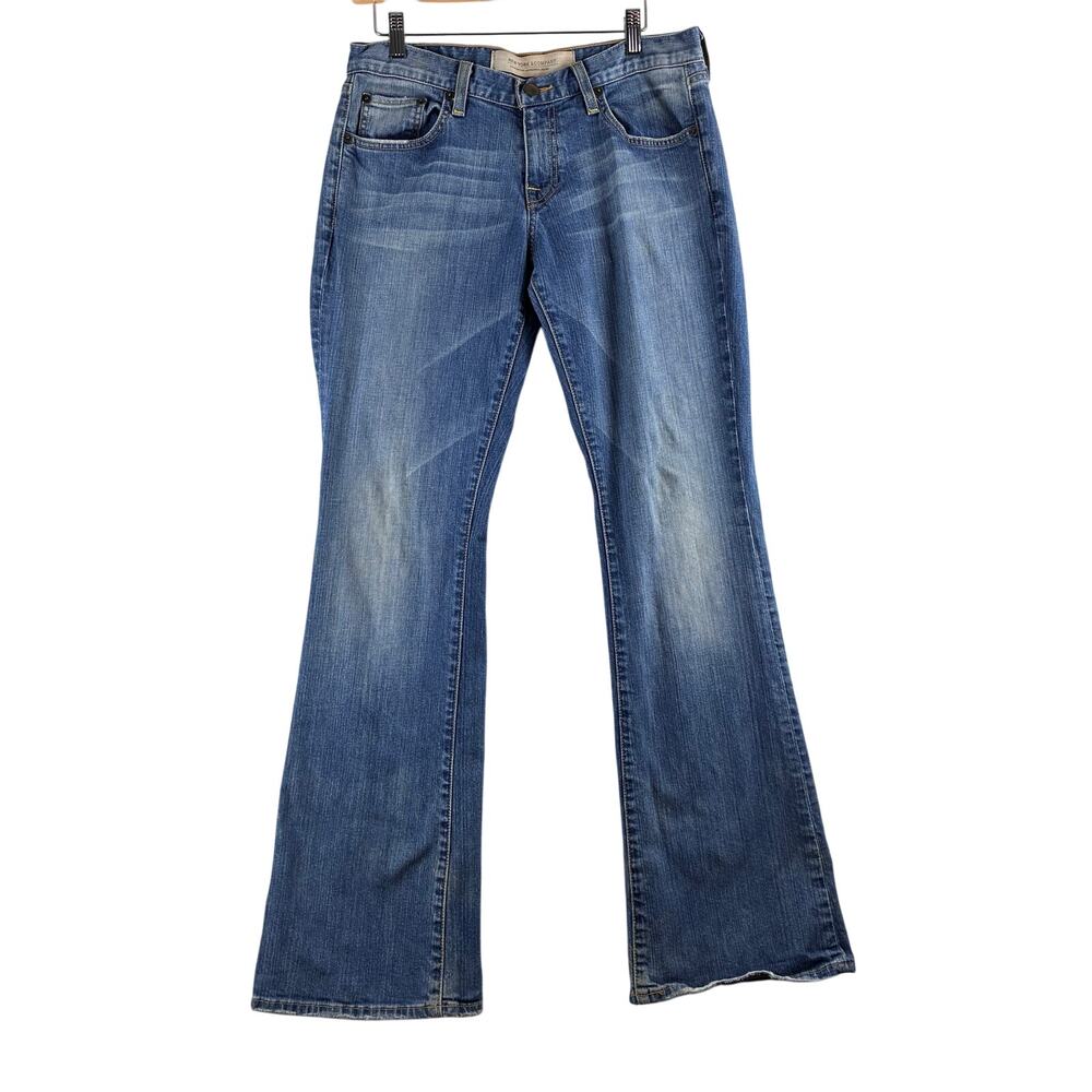 New York & Company Premium Flare Jeans Women's 10/30 Cotton Stretch Blue Fading
